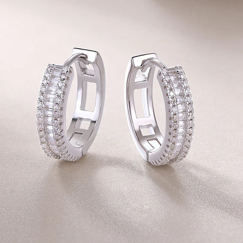18k Plated D VVS1 All Moissanite Hoop Earrings for Women Pass Diamond Test S925 Sterling Silver Ear Jewelry Wholesale
