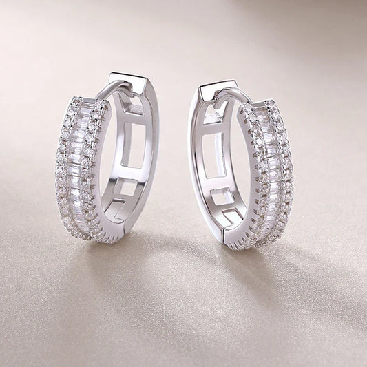 18k Plated D VVS1 All Moissanite Hoop Earrings for Women Pass Diamond Test S925 Sterling Silver Ear Jewelry Wholesale