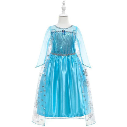 Frozen Snow Queen Elsa Anna Girls Cosplay Mesh Princess Dress Kids Halloween Carnival Party Birthday Frock Ball Vestidos