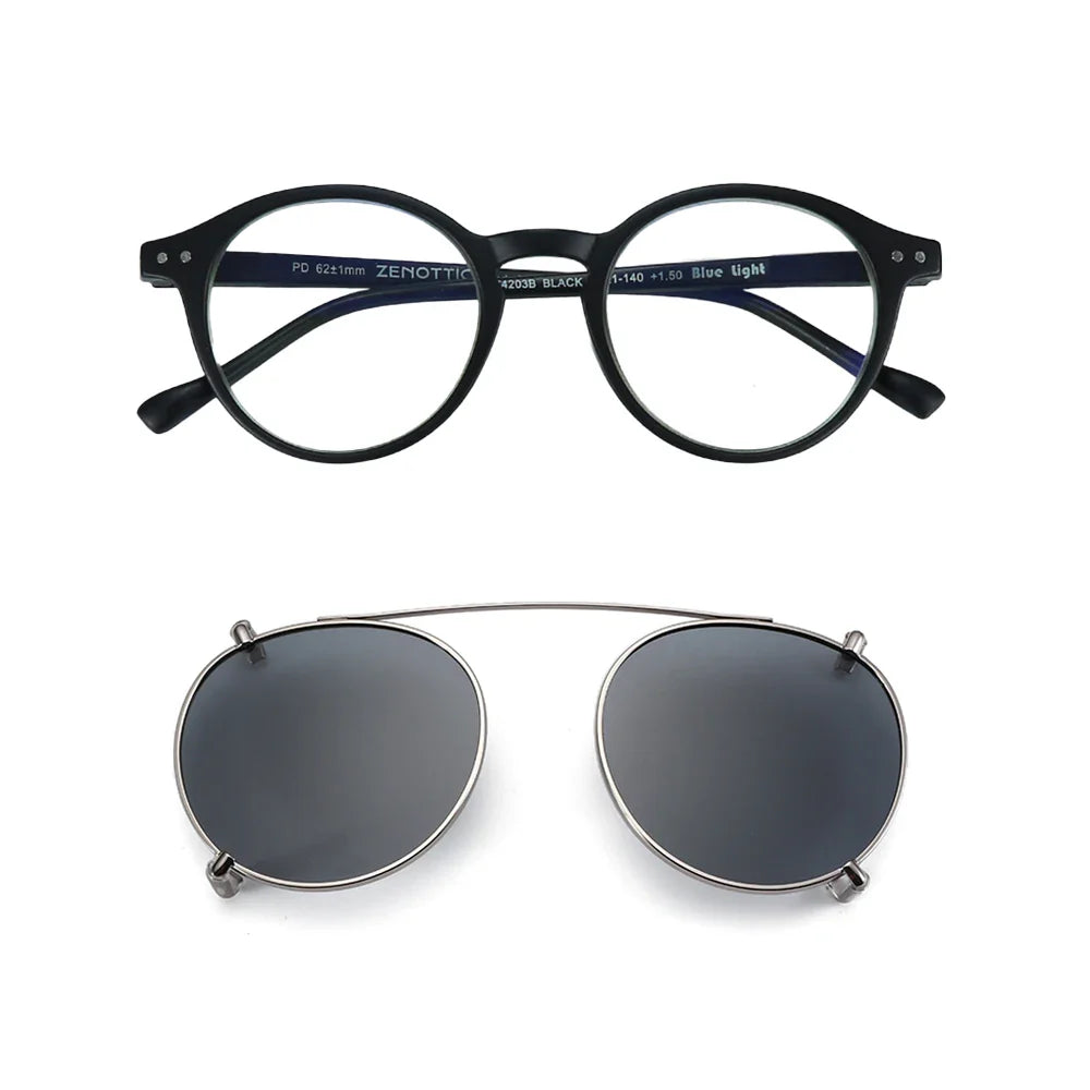 Steampunk Style Glasses (Anti Blue Light Blocking Eyewear) + Clip Lenses