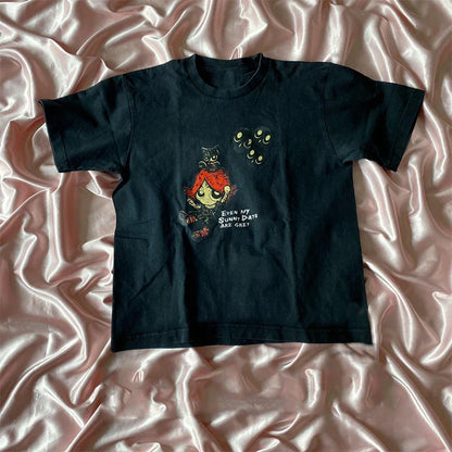 Aesthetic Y2k Crop Top Women Sexy Letter Print Graphics Baby Tee Goth Casual Short Sleeve Tshirt Punk Streetwear Slim