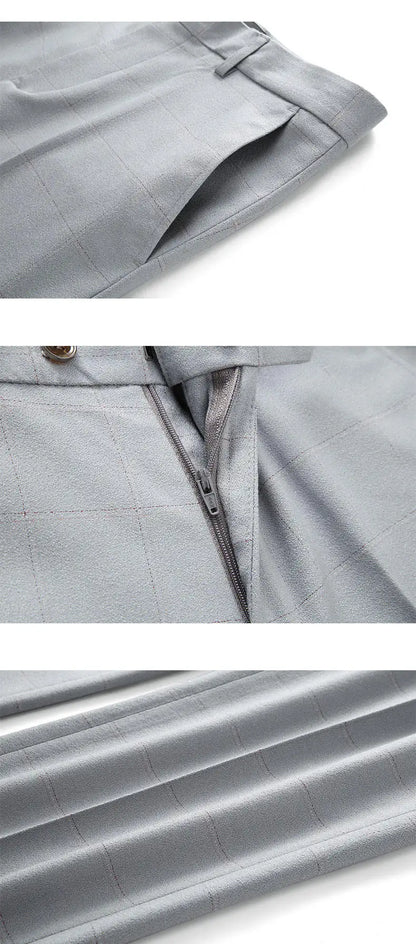 ( Jacket + Vest + Pants ) Fashion Boutique Plaid Mens Casual Business Suit Groom Wedding Dress Formal Slim Plaid Suit