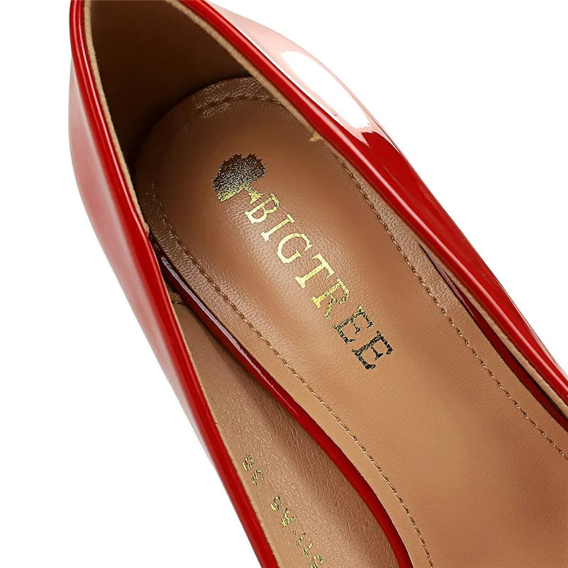 Women 7.5cm 10.5cm High Heels Wedding Bridal Classic Pumps Lady Scarpins Metallic Leather Low Heels Stiletto Nude Office Shoes