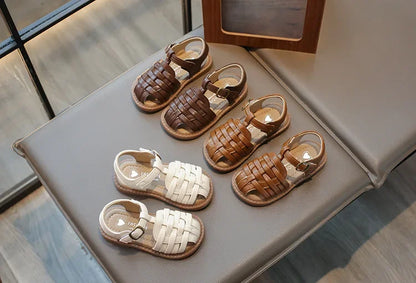 Kids Sandals 2025 Summer Sandals for Boy Fashion Children Cut-Outs Beach Shoes Braided Style Causal Walking Flat Sandals