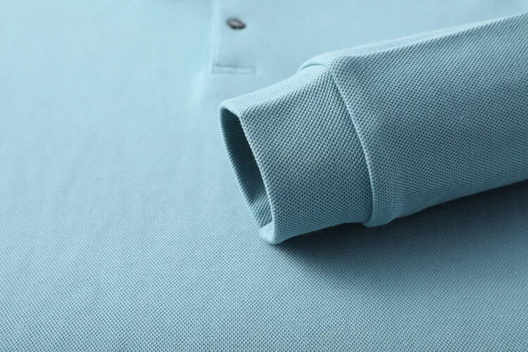100% Cotton Polo Shirt, Four Seasons Universal  Leisure Long Sleeve, Breathable Lapels T-shirt, Perfect for Golf Sports Durable