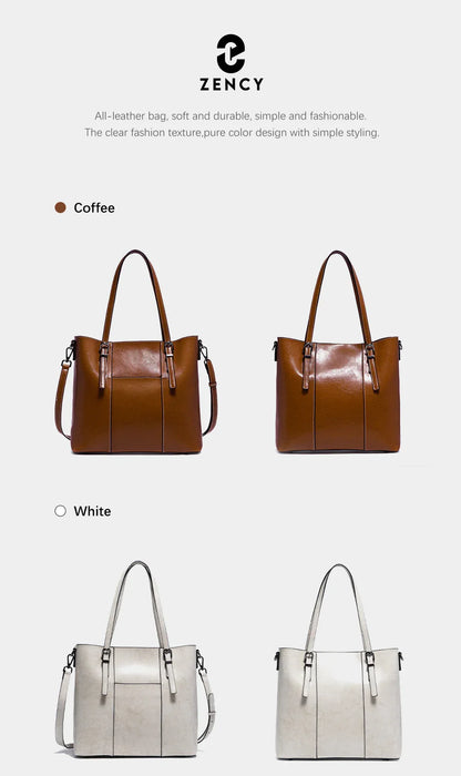 High Quality Women's Genuine Leather Tote Lady Luxury Designer Cowhide Shoulder Bag Large Capacity OL Handbag Shopper Bag