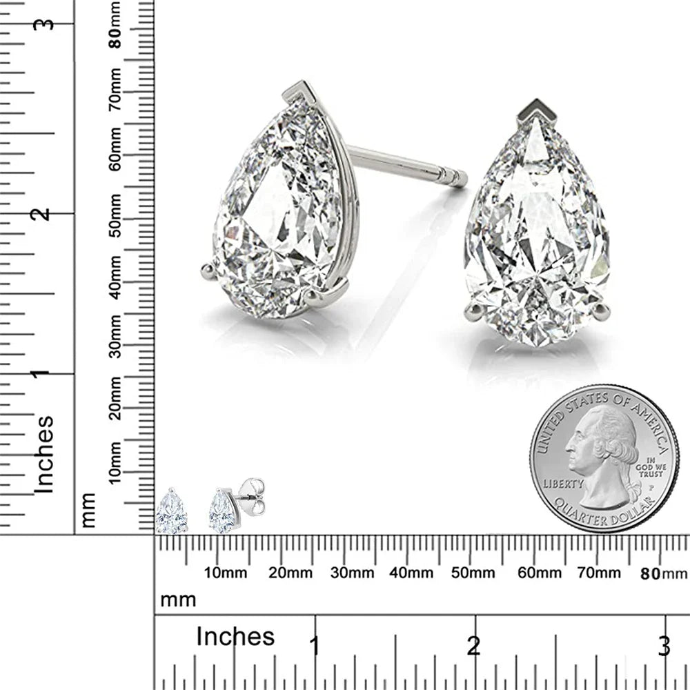 4Carat Pear Cut Real Moissanite Diamond Earrings with Certificats 925 Sterling Silver Waterdrop Shape Stud Earring for Women Men