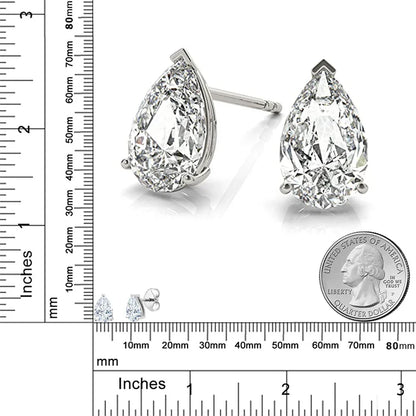 4Carat Pear Cut Real Moissanite Diamond Earrings with Certificats 925 Sterling Silver Waterdrop Shape Stud Earring for Women Men