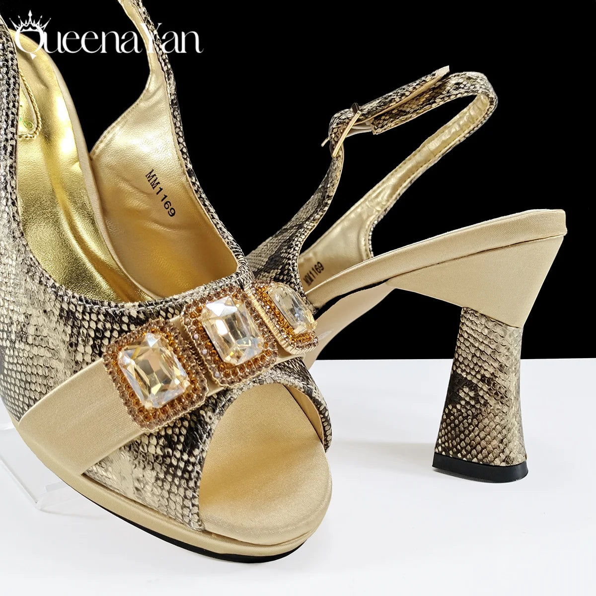 Elegant Green Peep-Toe Women Heel Pumps for Italian Matching Party Shoes and Bags Set for Parties with Diamond Accents