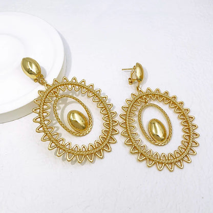 Gold Color Earrings For Women Fashion Jewelry 18k Gold Plated Big Drop Earrings Wedding Party Accessories Gift Trending