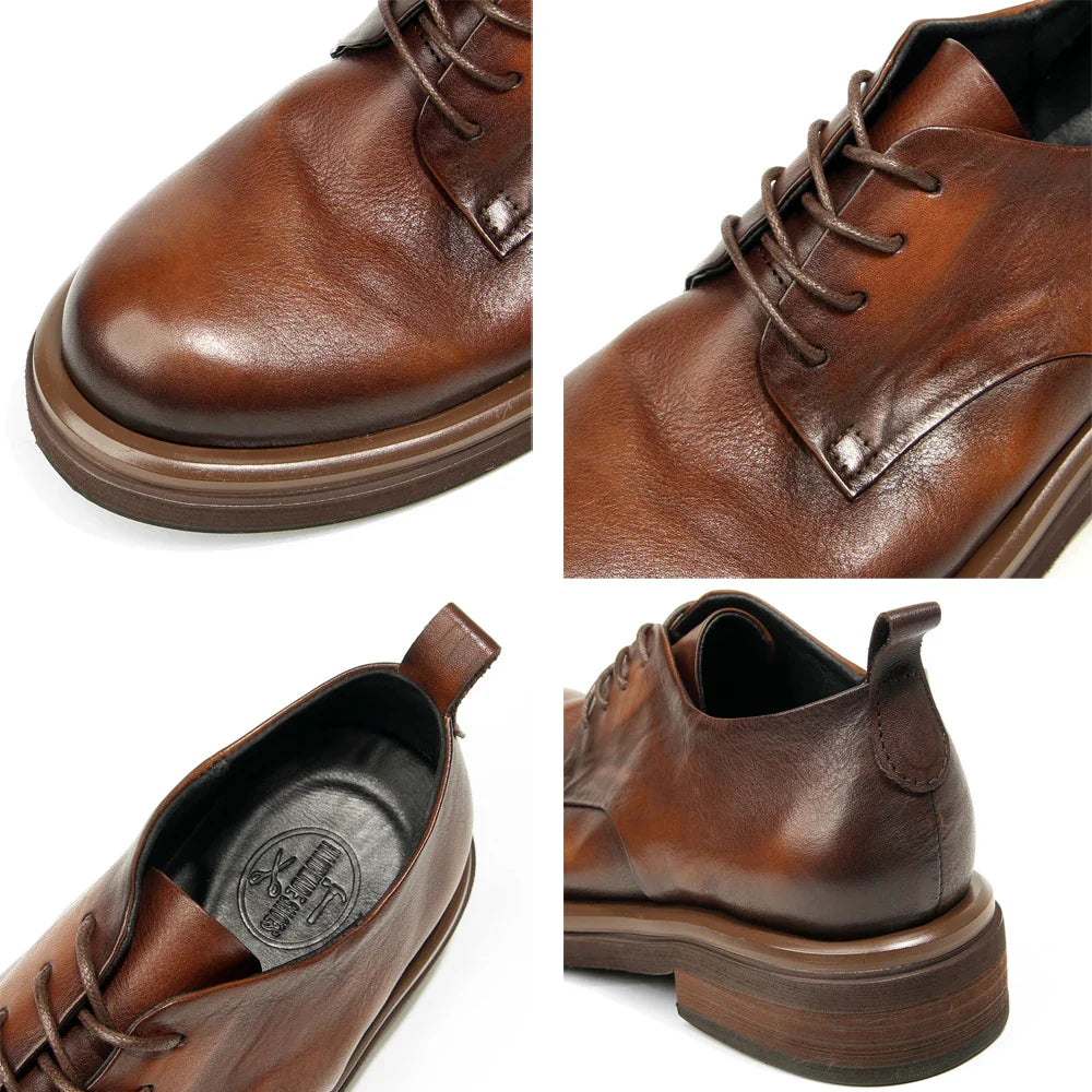 Genuine leather Men's formal shoes Retro Man Leather shoes Luxury Quality Wedding Social Shoes Male Business Shoes Handmade 2026