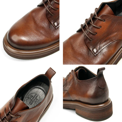 Genuine leather Men's formal shoes Retro Man Leather shoes Luxury Quality Wedding Social Shoes Male Business Shoes Handmade 2026