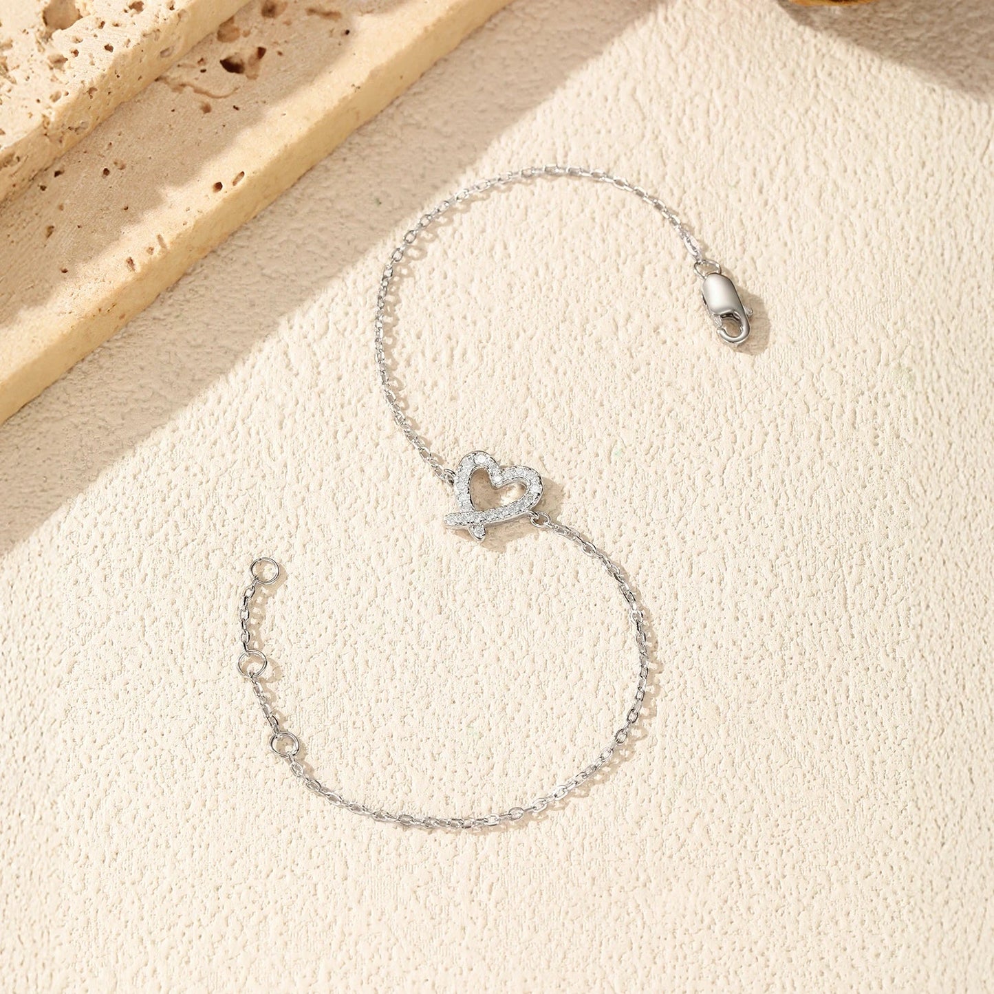 D Color Moissanite 925 Sterling Silver Sweet Romantic Irregular Heart Link Chain Bracelet For Women Fine Jewelry