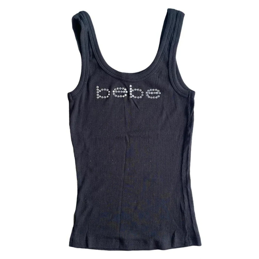 Vintage Sleeveless Tank Top Letters Summer Print Personality Crop top Sleeveless Slim Streetwear Punk Y2K Baby Tee Short Sleeve