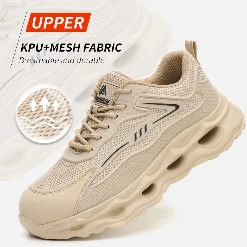 Men's safety shoes are super lightweight, breathable, comfortable, anti smashing, plastic toe protection and work shoes