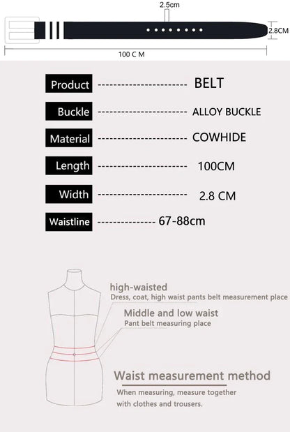 Fashion Suede Cowhide Women‘s Belts Genuine Leather 2.8cm Wide Belt Metal Buckle Women Belt Matched Dress Jeans Skinny Girdle