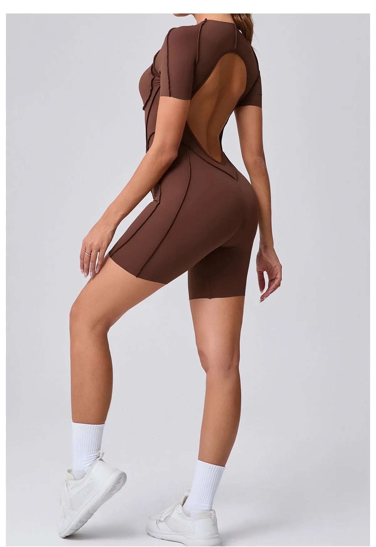 Women's High Elasticity Sports Bodysuit Kit Yoga Fitness Jumpsuit Open Back Hip-Lift Outdoors Gym Workout Sexy Fitness Outfit