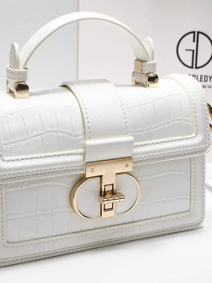Luxury Designer Bags with High Quality Alligator Printing Leather and Delicate Metal Design Women's Portable Shoulder Bag