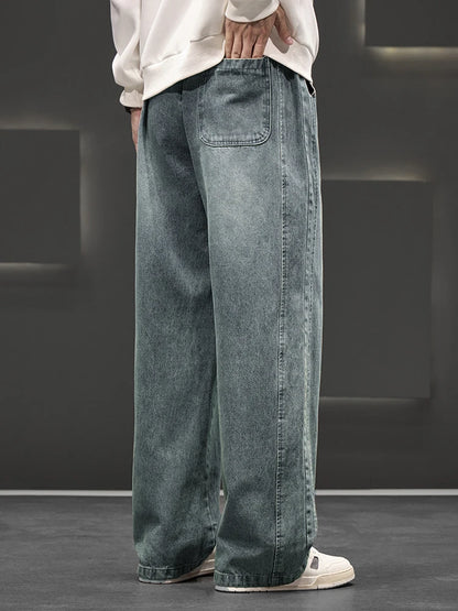 Spring Autumn Baggy Jeans Men Trousers Wide Leg Straight Denim Pants Daily Streetwear Loose Casual Jeans Asian Size L-6XL