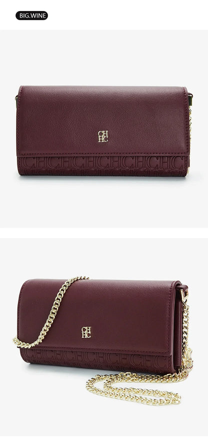 Bolsa de Ombro Feminina de Grife CH Elegante de Alta Qualidade com Estampa de Letras
