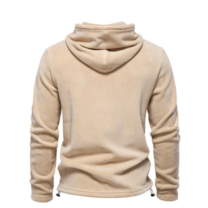 Mens Winter Solid Fleece Hoody High Quality Warm Casual Drawstring Hat Sweatshirt Soft Shell Hoodies for Men