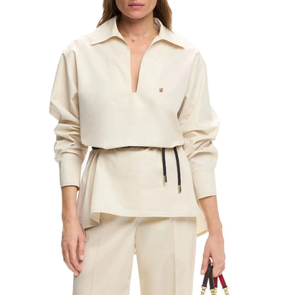 Women Elegant Solid Blouse Spring Summer Casual Long Sleeve V Neck Loose Shirt Office Lady Tunics Fashion Tops 2025