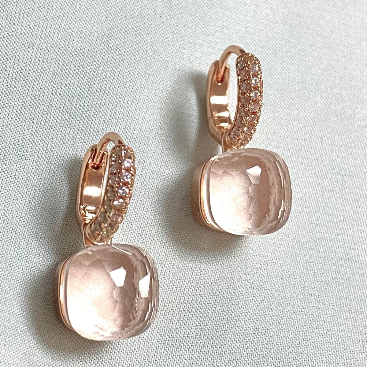 Classic Candy Color Earrings Inlay Transparent Zircon 27Colors Crystal Earrings Rose Gold Plated Fashion Jewelry For Women