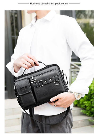 Multi-function Business Handbags Men New Man's Shoulder Bags Large Capacity Leather Messenger Bag Crossbody Big Brand