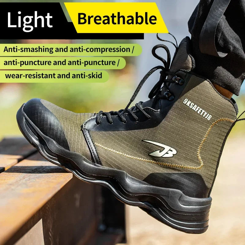 Safety Shoes Men Boots High Top Work Sneakers Steel Toe Cap Anti-smash Puncture-Proof work Boots Indestructible Shoes