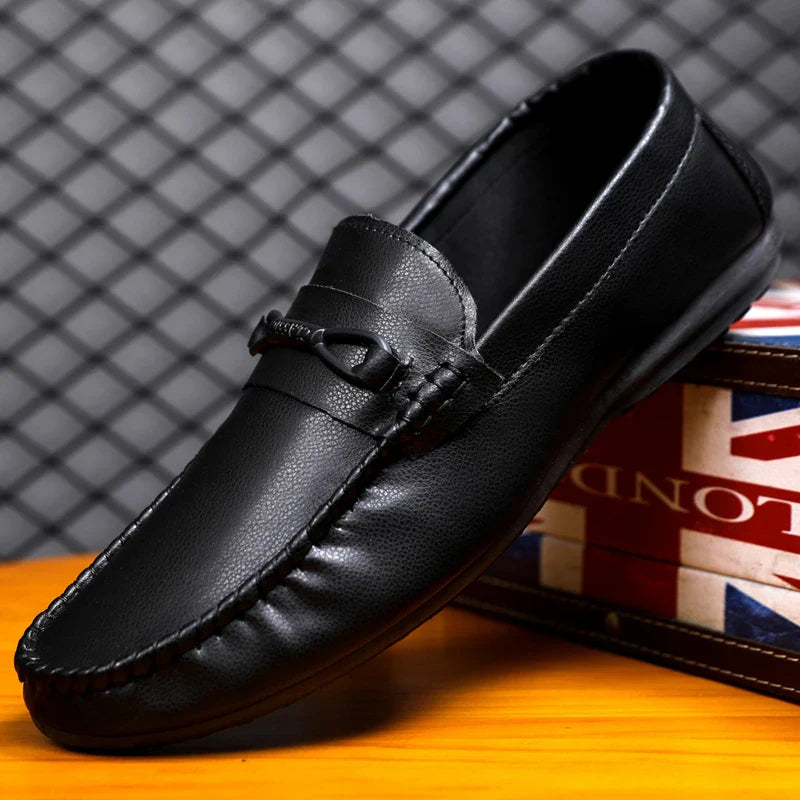 Mocassins Minimalistas Masculinos Sapatos Casuais de Couro Confortáveis Para Homens Sapatos de Condução Antiderrapantes Sapatos de Escritório Slip-on Tamanho Grande 46