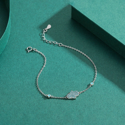 Cute Hands Ghost Natural Turquoise Bracelet For Women  925 Sterling Silver Link Chain Bracelet Anti-allergy Jewelry