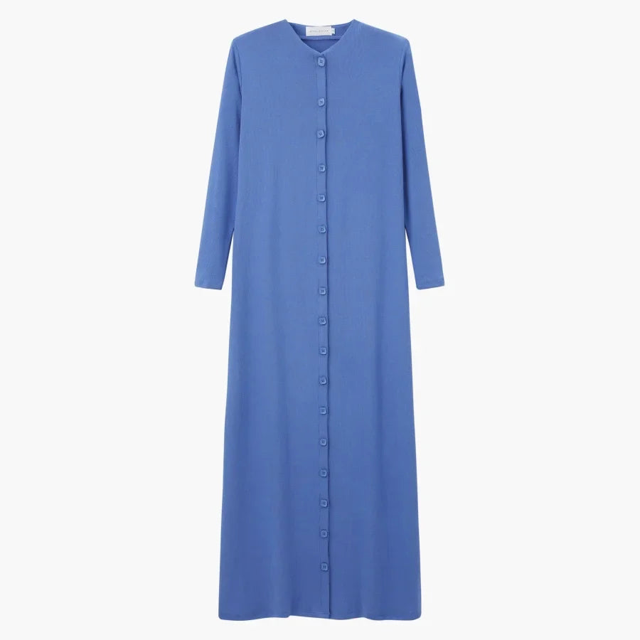 summer woman dress comfortable ribbing maxi button dress  lady clothes