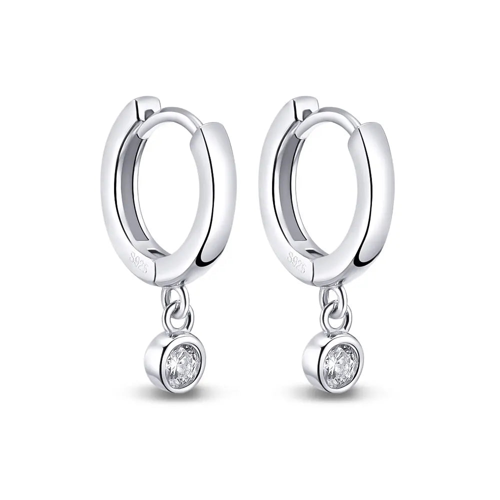 D VVS1 Round Moissanite Pendant Earrings for Women Sparkling Fine jewelry s925 Sliver Plated White Gold Hoop Earring