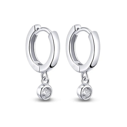 D VVS1 Round Moissanite Pendant Earrings for Women Sparkling Fine jewelry s925 Sliver Plated White Gold Hoop Earring