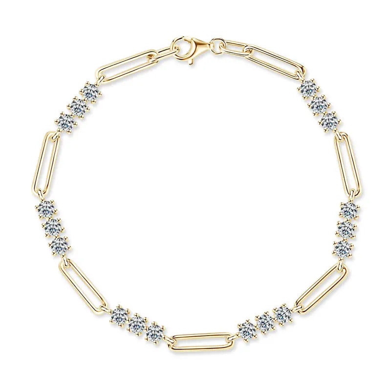 3MM Moissanite Bracelet For Women 925 Sterling Silver Adjustable Chain Bracelets Luxury Fashion Jewelry with Certified