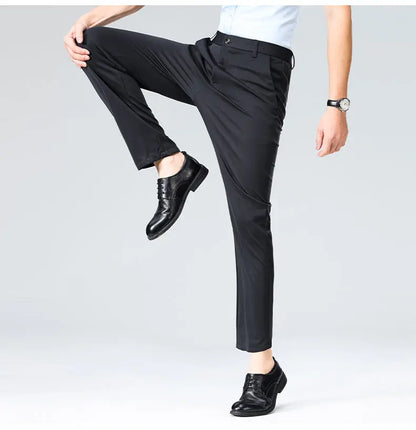 1-Pack Men's Professional Straight-Leg Stretch Formal Pants Non-Iron Comfortable Business Slacks Wrinkle-Resistant Loose Fit