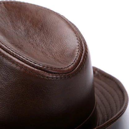 2026  Autumn Men Real Genuine Cowhide Leather Top Hats Men Fashion Caps Winter Warm New Cowboy  100% Real Cowhide Leather Hats