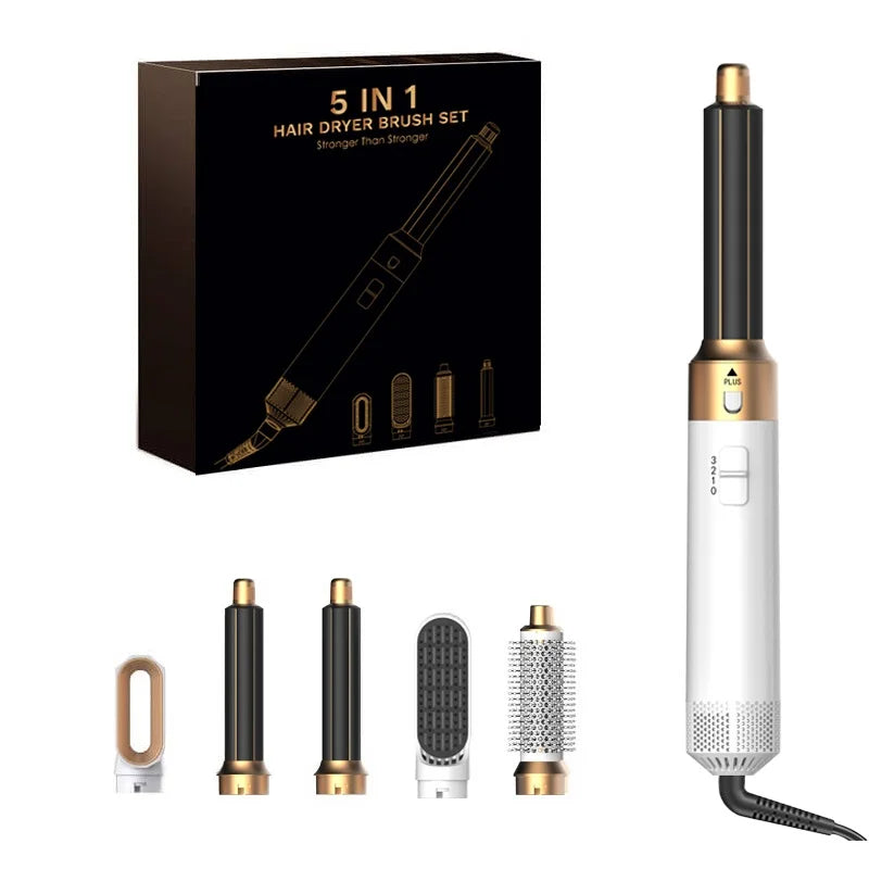 5 In 1 Professional Hair Dryer Hot Air Comb Brush With Curling Iron And Hair Straightener For Salon Quality Hair Styling