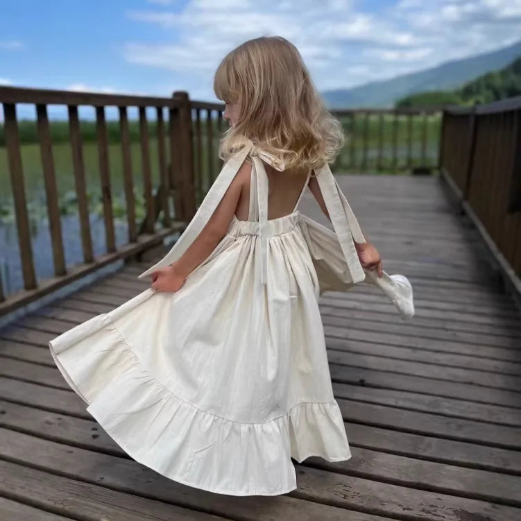 Long Slip Dress Princess Grils Children Spring Summer New Fashionable Comfortable Solid Simple All-matching Casual