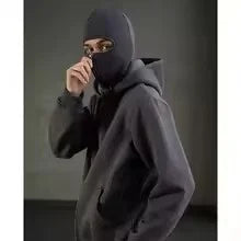 Sweatshirt with Hooded Face Mask Zipper DesignMen's Balaclava Zip Hoodie Winter Warm Casual Sports Jacket Outdoor Activities