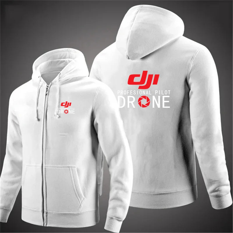 Professional Pilot Drone Autumn Hooded Sweatshirts Men's Hoodie Cardigan Solid Color Classic Jacket Clothing Tops