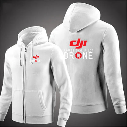 Professional Pilot Drone Autumn Hooded Sweatshirts Men's Hoodie Cardigan Solid Color Classic Jacket Clothing Tops