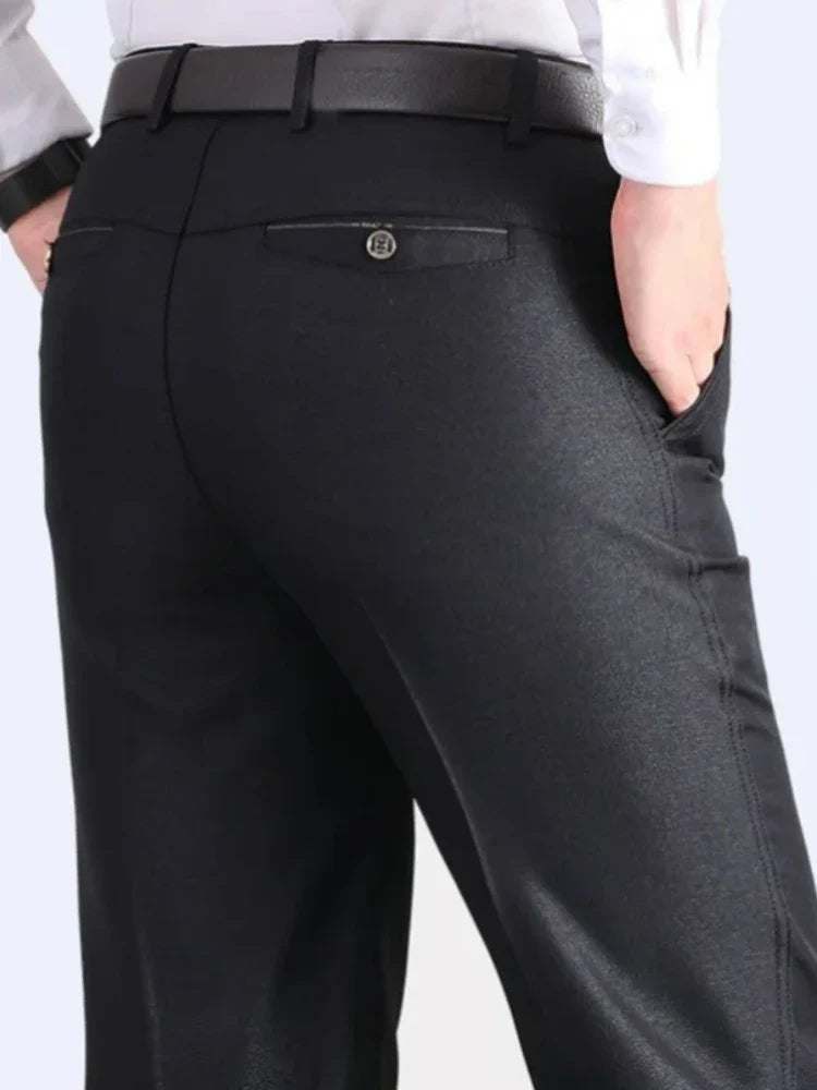 Mens Formal Pants Summer Thin Autumn Thick Black Blue Grey Stretch Bussiness Loose Suit Office Plus Size Trousers GOZBKF