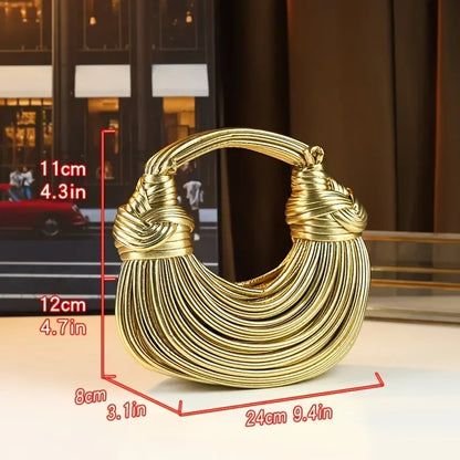 Luxury Designer Handbags Hand-woven Noodle Bag Knot Bag silver Dinner Bag