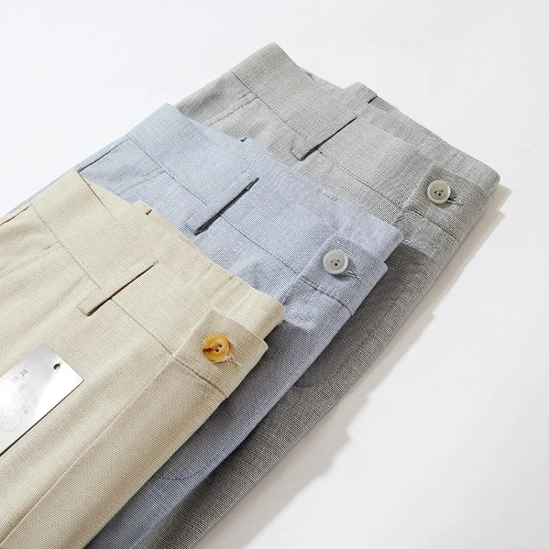 Men's Casual Trousers 2026 New Loose Fit Linen-Blend Straight Leg Pants Breathable Lightweight Comfort