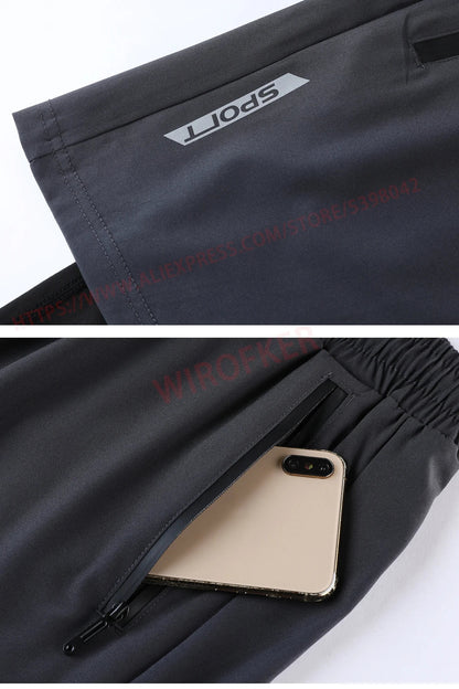Men Run Trouser 2 In 1 Double Layer Pant Tight Training Basketball Legging Print Fitness Sweatpant With Pockets Running Trousers