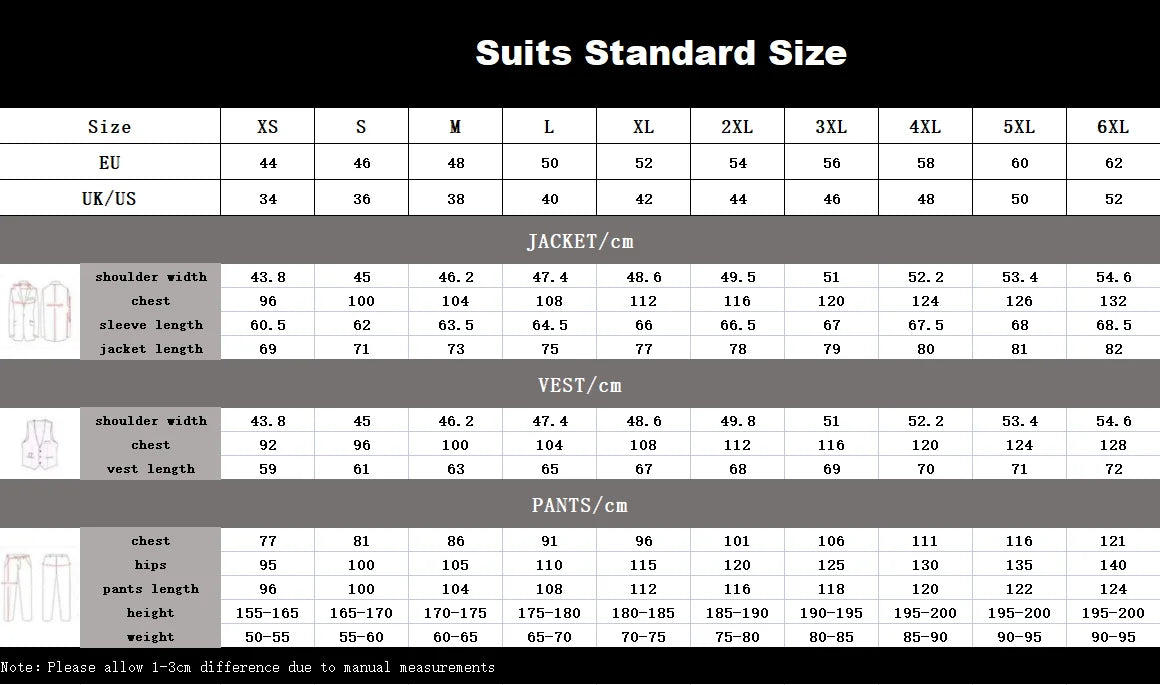 Multi-colors Male Suits 3 Pieces Jacket With Vest Pants Wedding Groom Sets Notched Lapel Men's Formal Business Office Suit Set