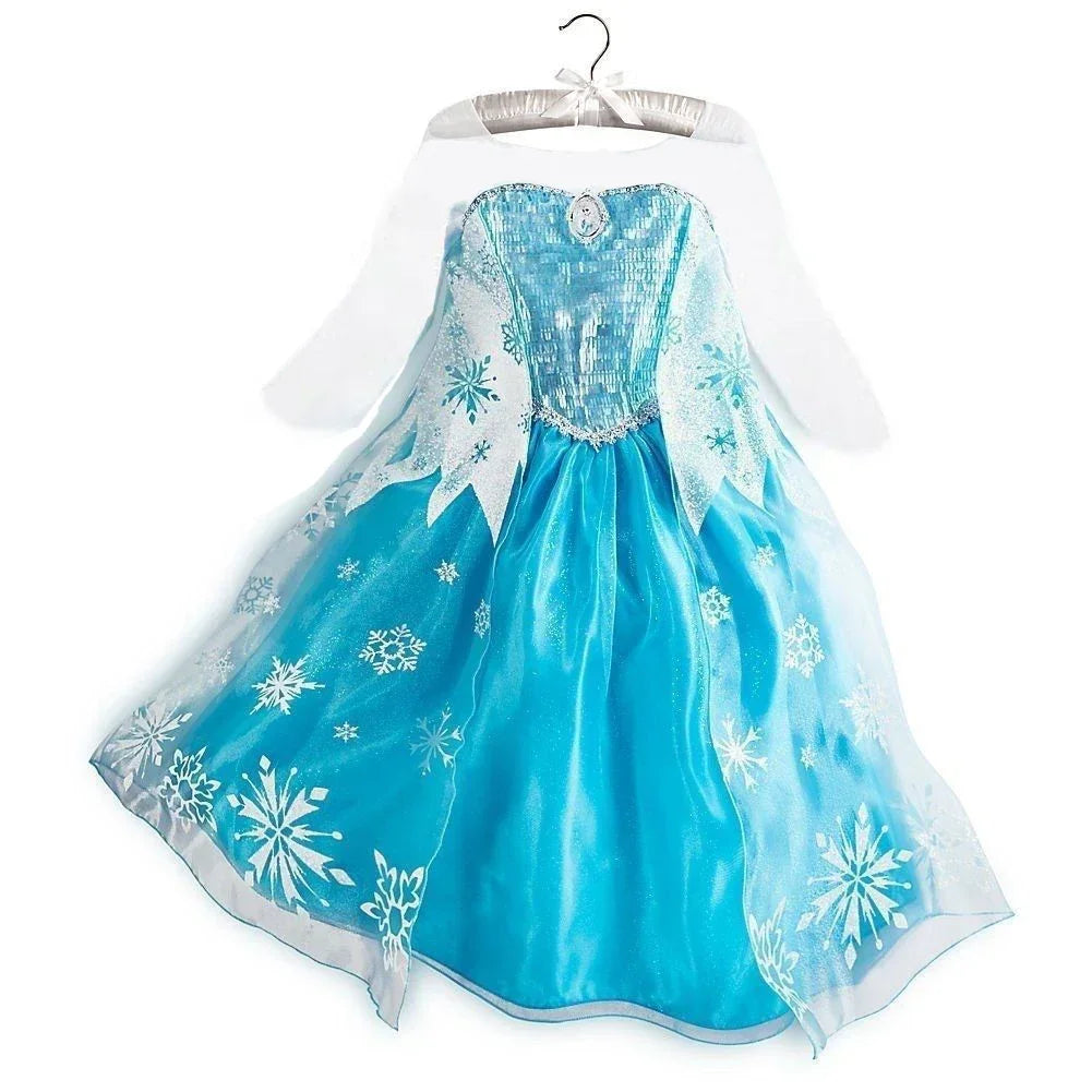 Girls Frozen 2 Elsa Anna Princess Mesh Sequin Clothes Kids Cosplay Snow Queen Costumes Carnival Birthday Party Elsa Gowns