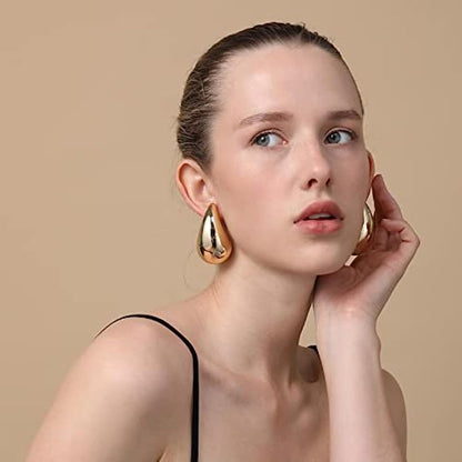 5CM Stainless Steel Water Drop Earring for Women Chunky Hollow Smooth Exaggerated Thick Large Jewelry 2023 New Design