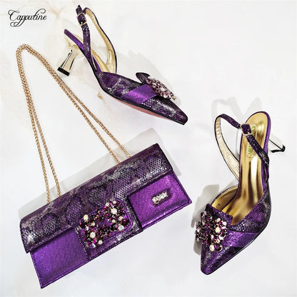 Pink Women Shoes And Bag Set Fashion African Lady Pumps Match With Handbag Clutch High Heels Sandals Femme Sandales MM1175